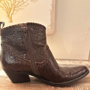 Gianni Bini Dark Brown Embossed Western Boots